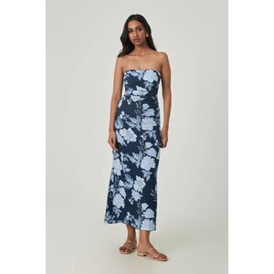 SUMMER AWAY Lisse Floral Linen‎ Maxi Dress Blue NWT Small